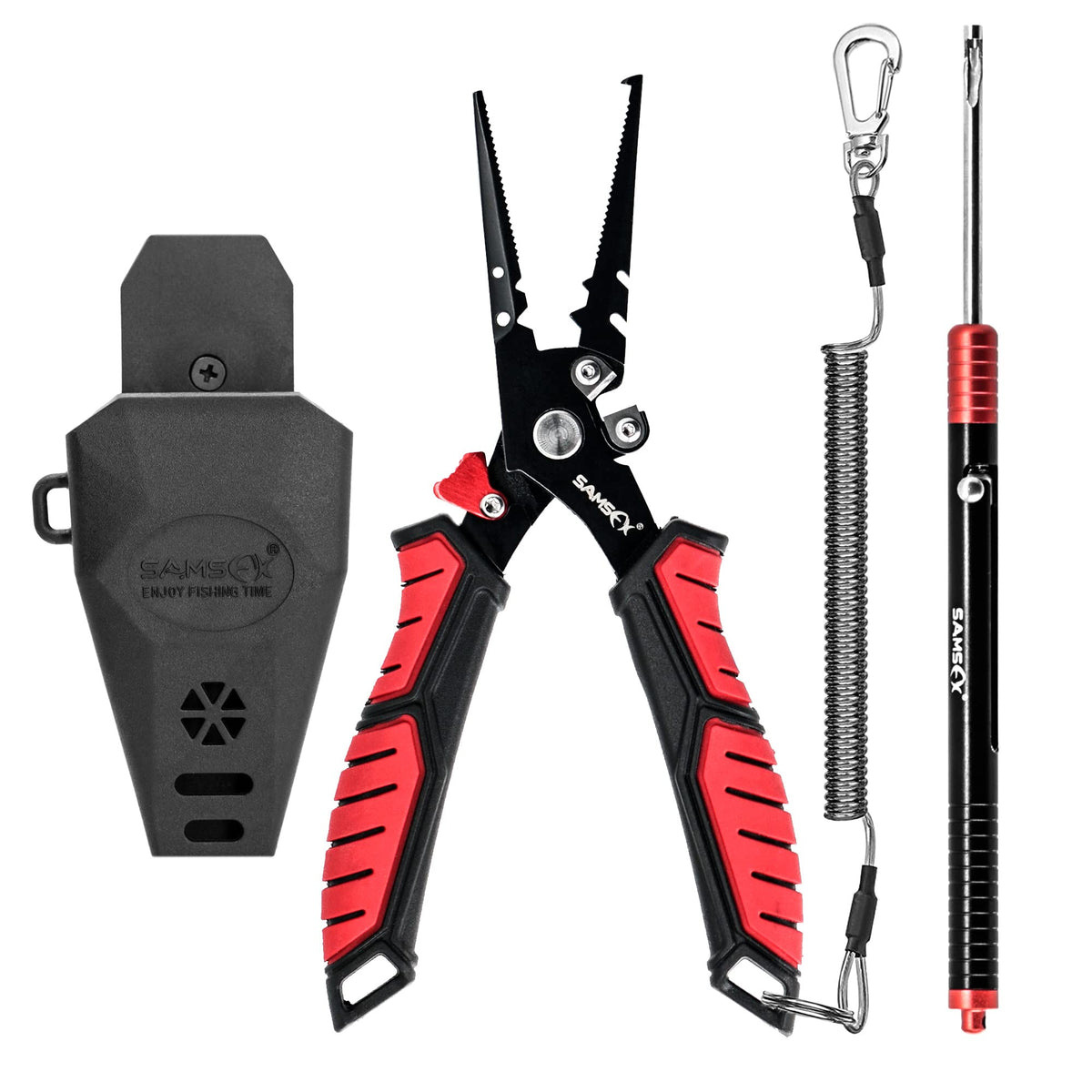Front view of SAMSFX fishing pliers 7.5 inch