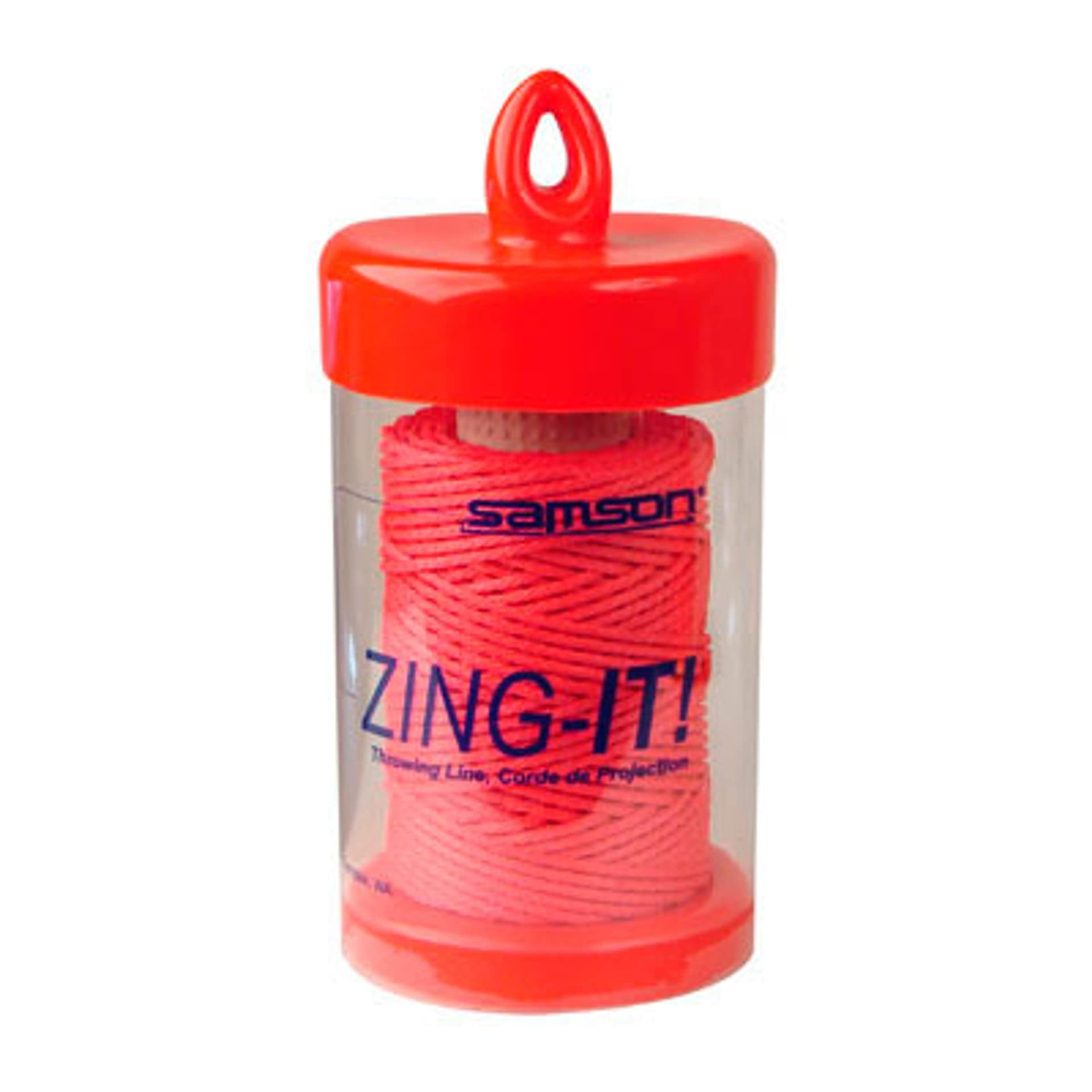 Samson Zing-It throwline in red, highly visible for quick branch work.
