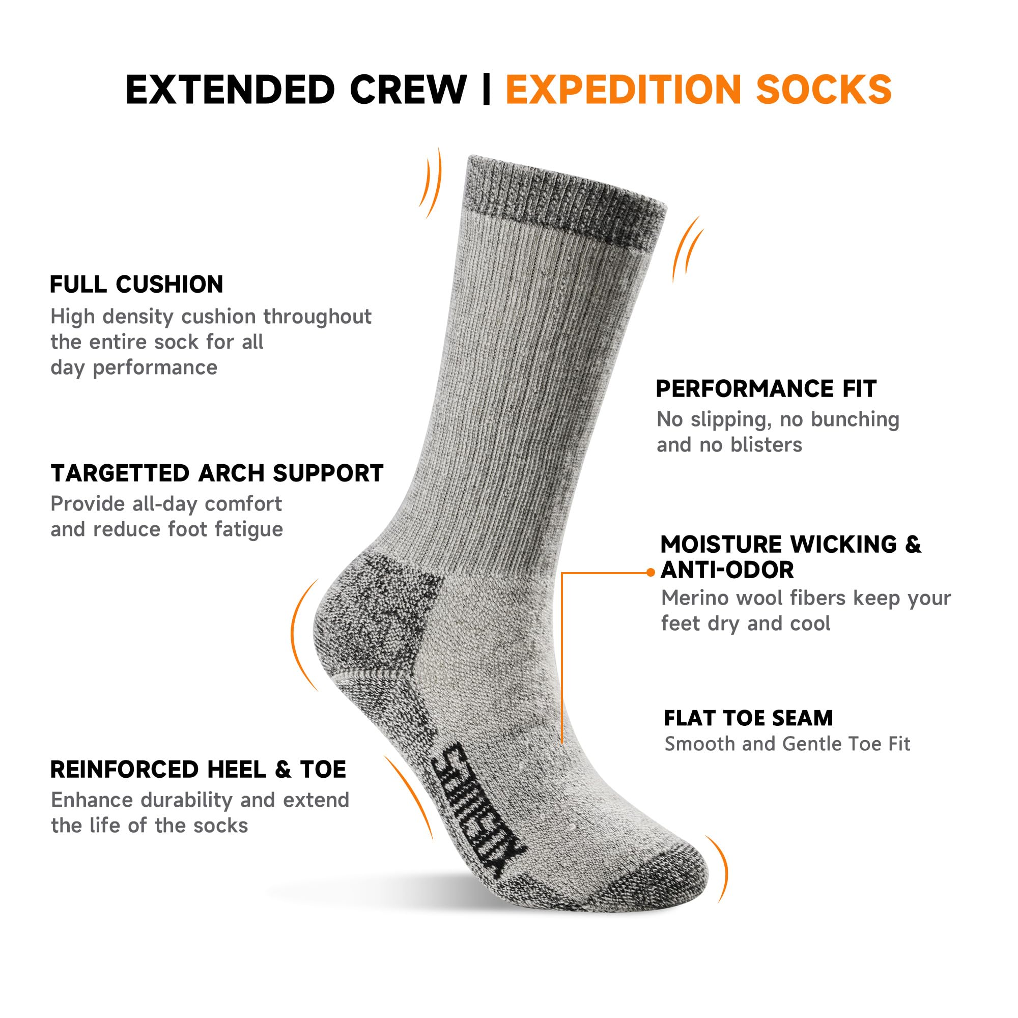 Merino-wool composition supports arch stability and feet stay comfortable.