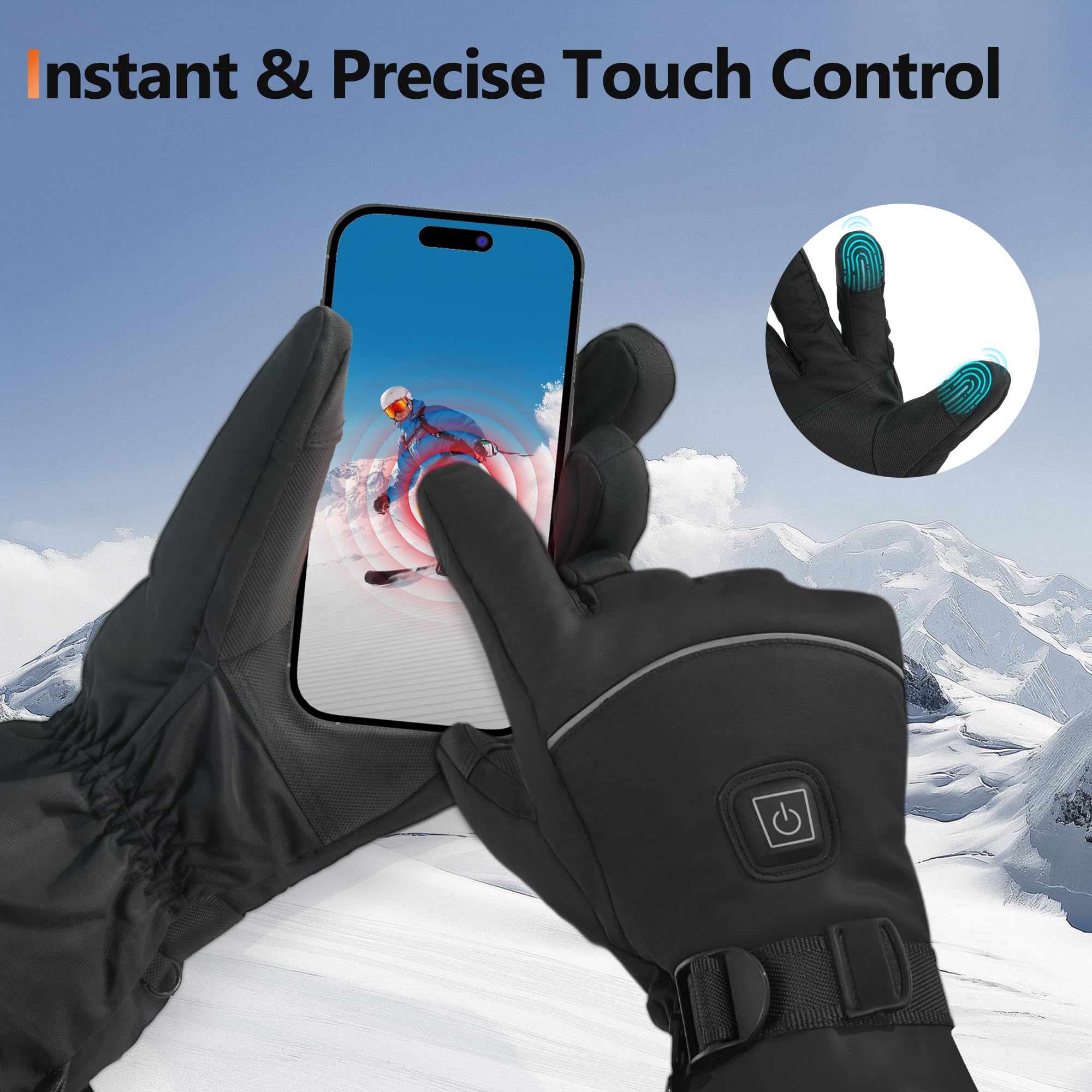 SAMZX heated gloves touchscreen panel works with devices.