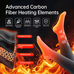 SAMZX heated socks show three heat levels for personalized warmth on hikes