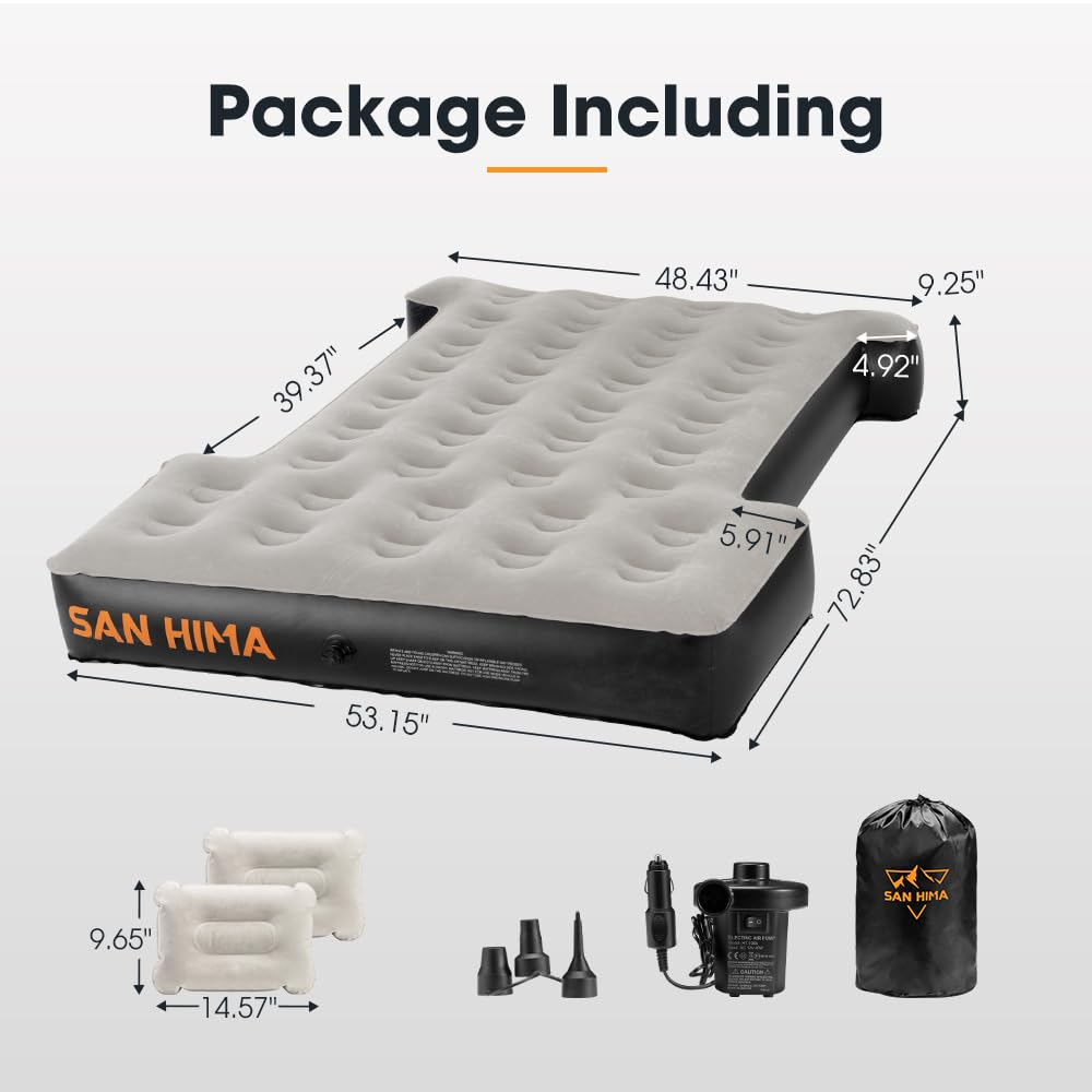SAN HIMA air mattress pump demonstrates fast, easy inflation for quick camping setup