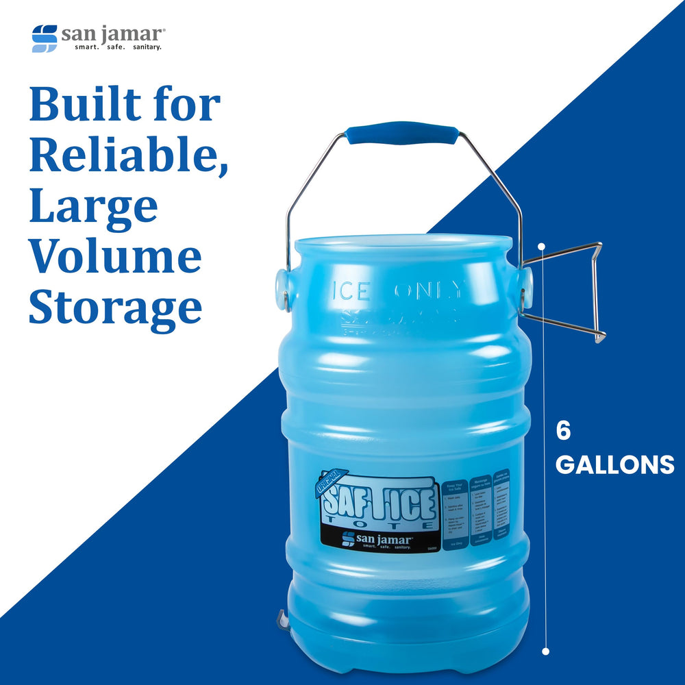 San Jamar Saf-T-Ice tote with Handi-Hook for drying and storage