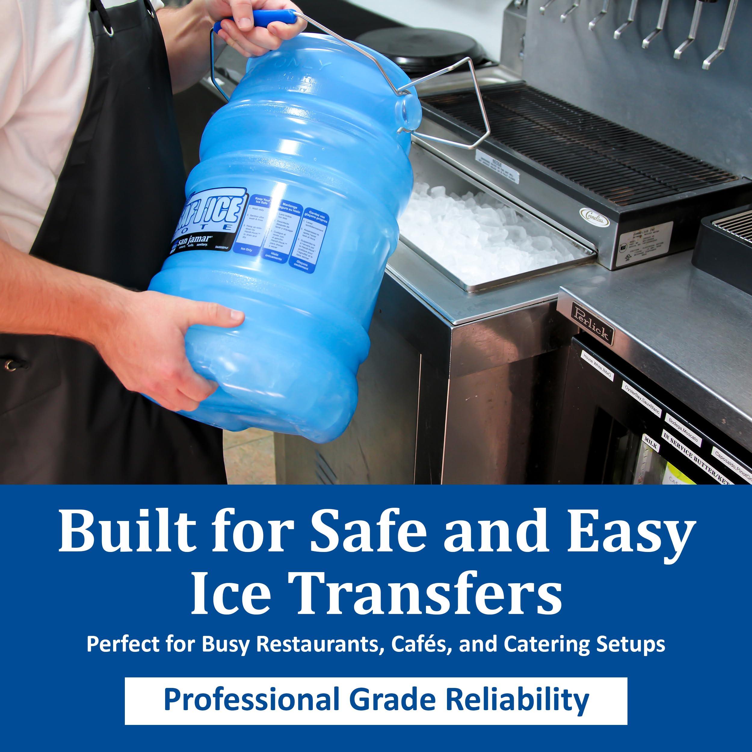 San Jamar Saf-T-Ice tote showing ICE ONLY label