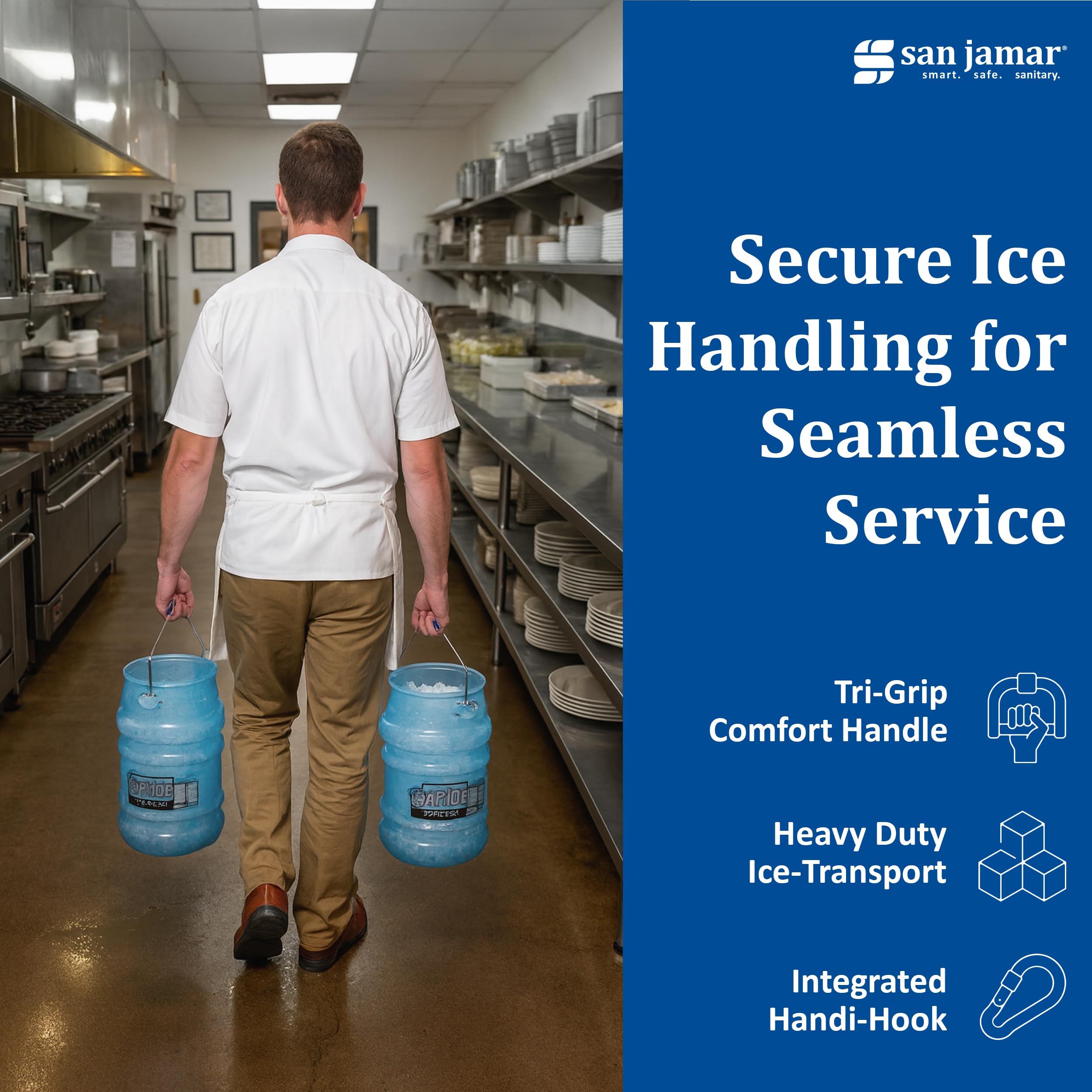 San Jamar Saf-T-Ice tote NSF listed and ready for professional use