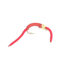 Red San Juan Worm wet fly pattern from the assortment