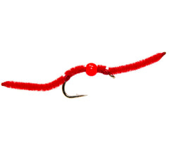 Bead-head San Juan Worm wet fly pattern - size #12