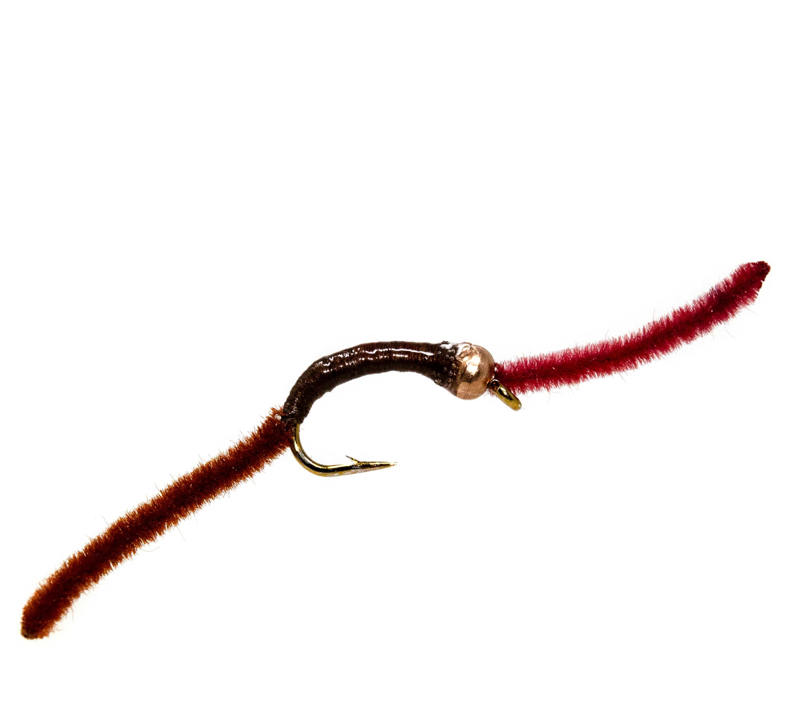San Juan Worm bead-head fly color variation - size #14