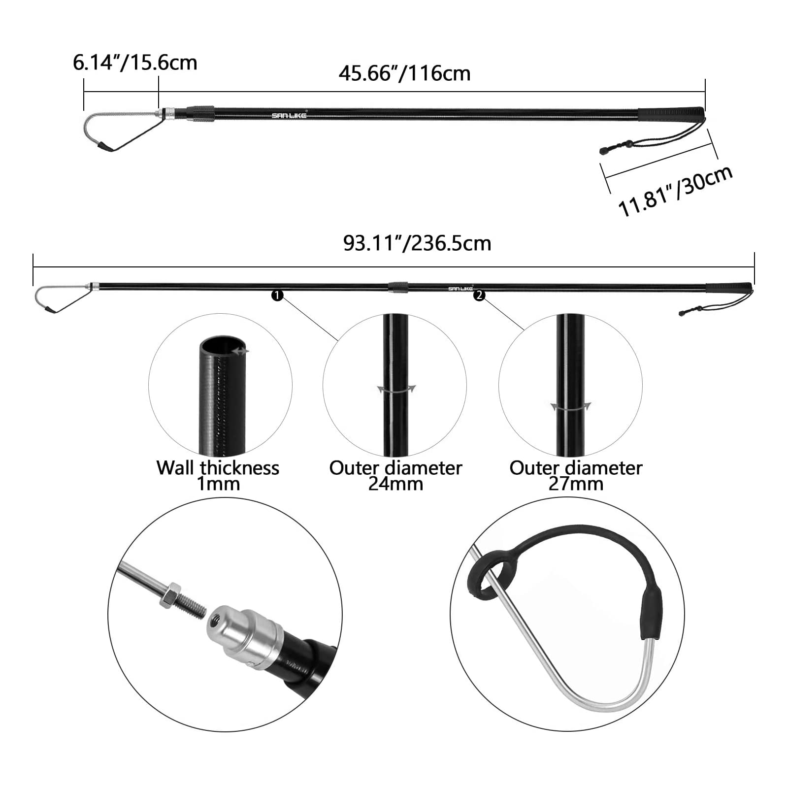 San Like ergonomic EVA grip for comfortable handling in rain or spray