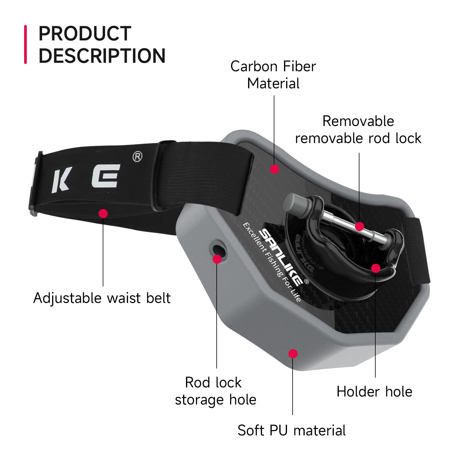 SAN LIKE Fishing Belt adjustable strap ensures comfortable fit for most waist sizes.