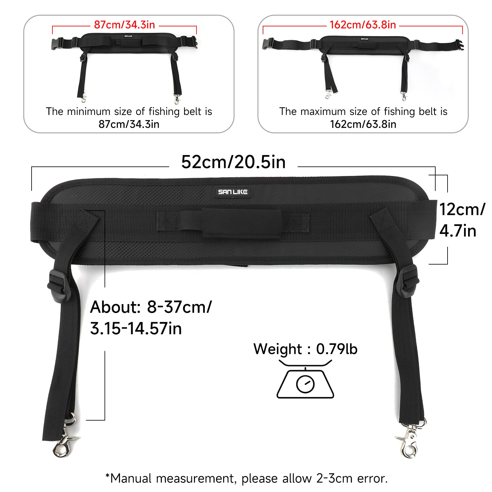 Adjustable waist belt with plastic buckle