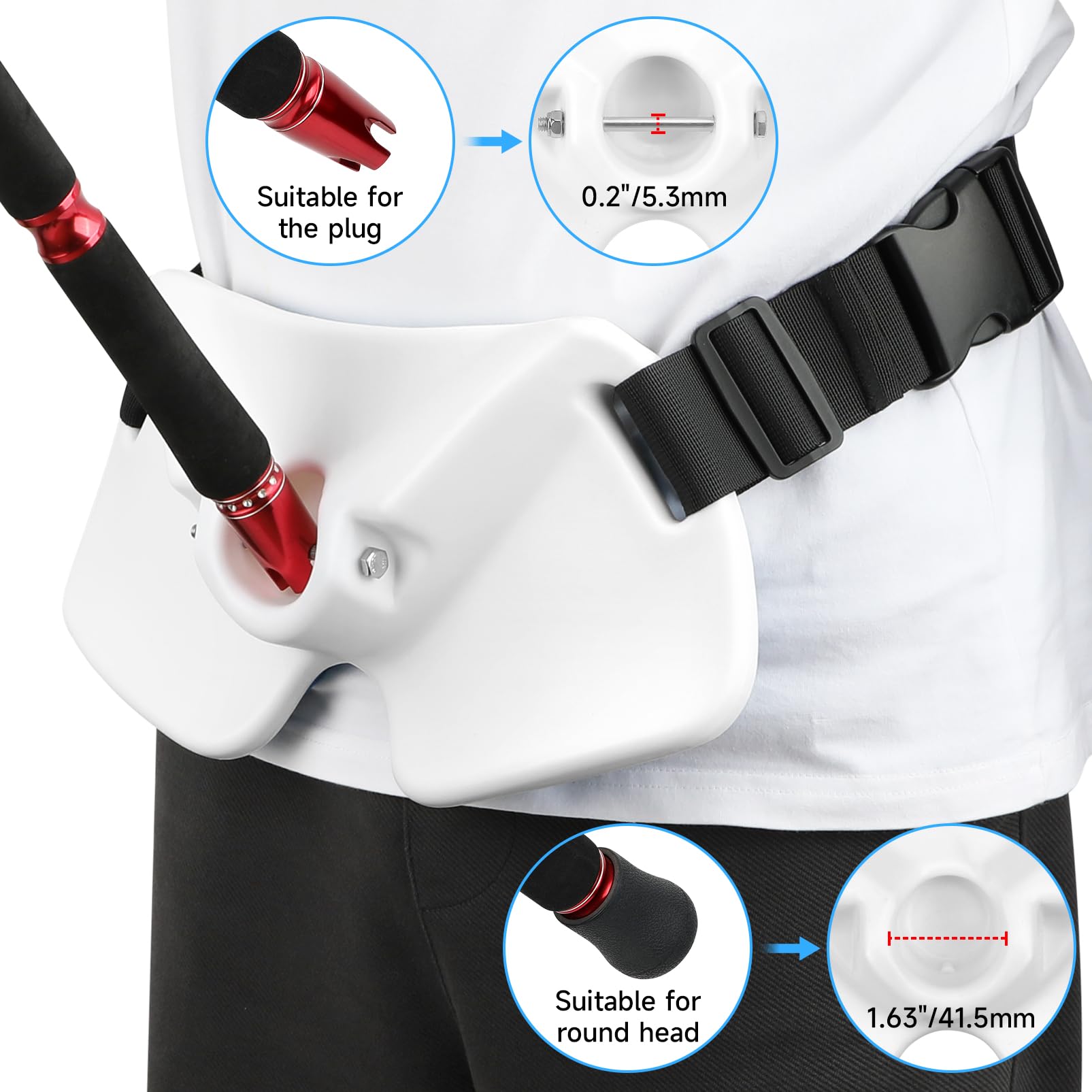 Belt attached to rod head for round head and plug rods