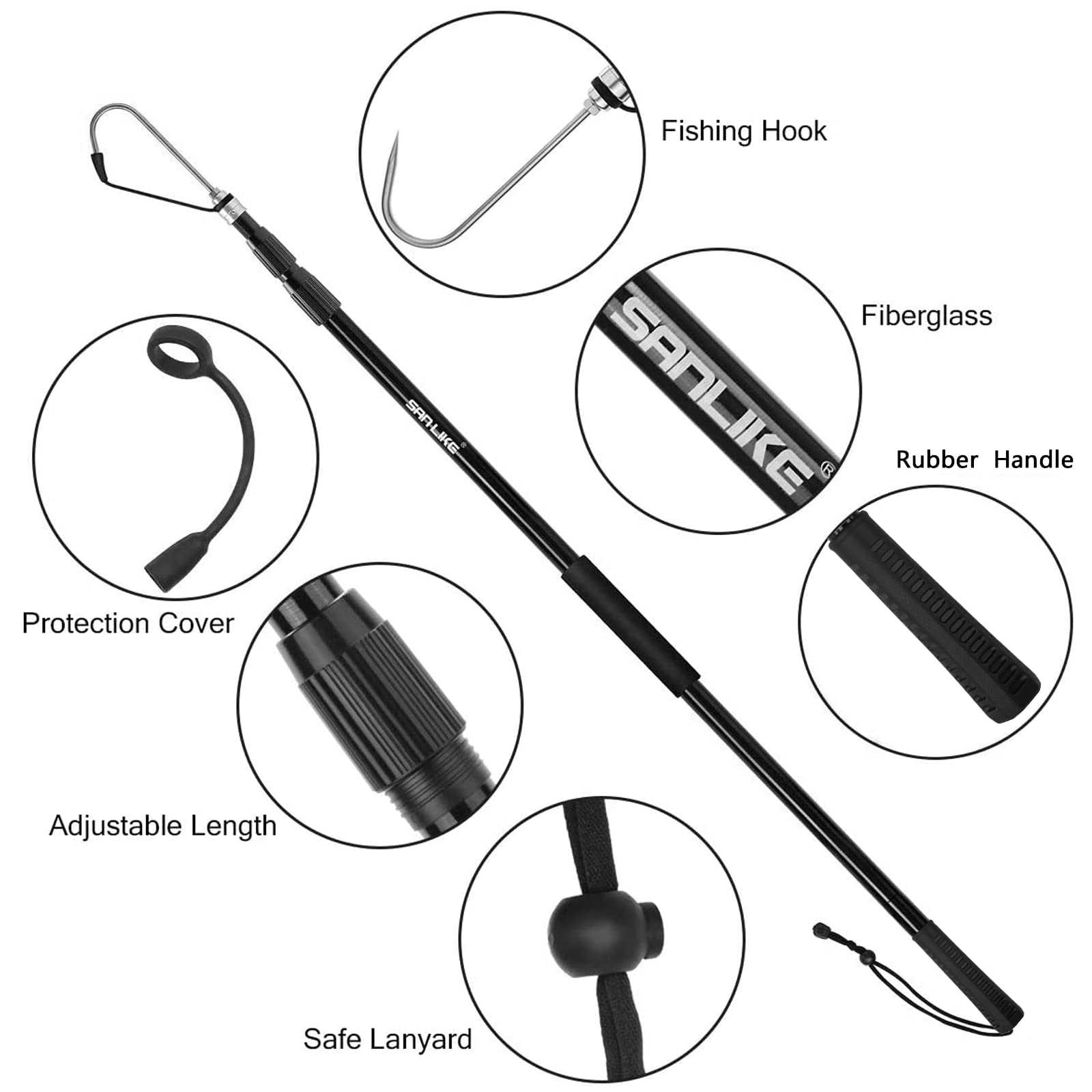 SAN LIKE gaff with non-slip EVA handle for secure grip.