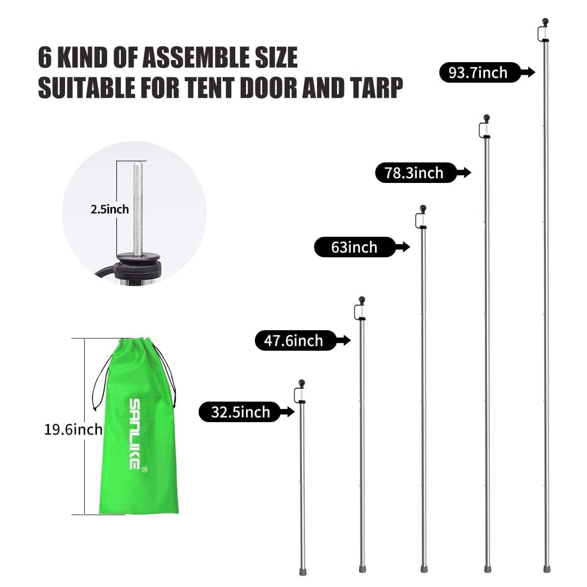 SAN LIKE tarp poles with non-slip bottom stay stable during windy setups.