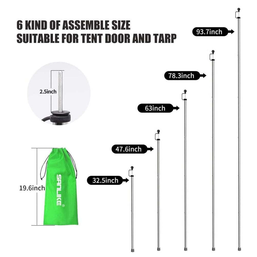 SAN LIKE tarp poles with non-slip bottom stay stable during windy setups.