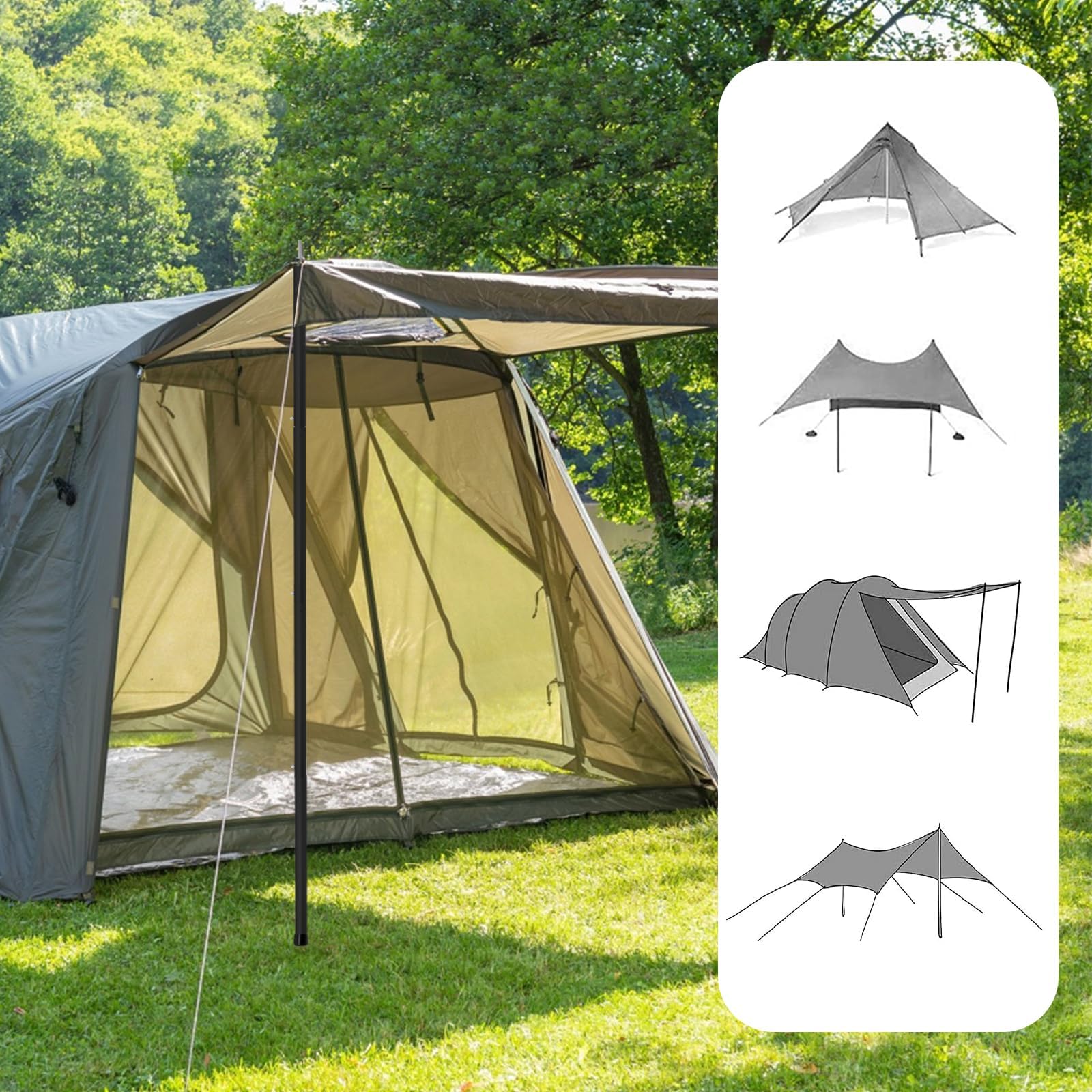 SAN LIKE tarp poles set provides reliable shelter supports in various layouts.