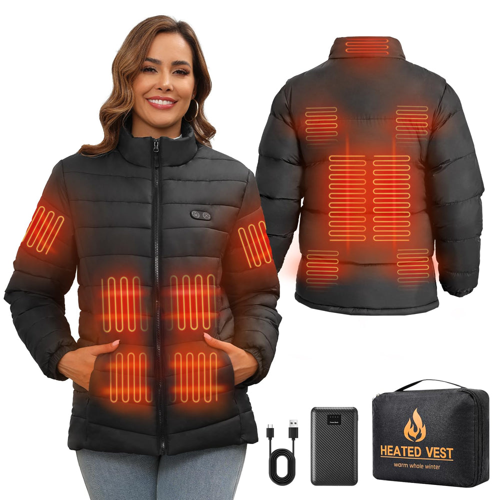San Moolias heated vest collar heat zone for instant warmth on chilly mornings.