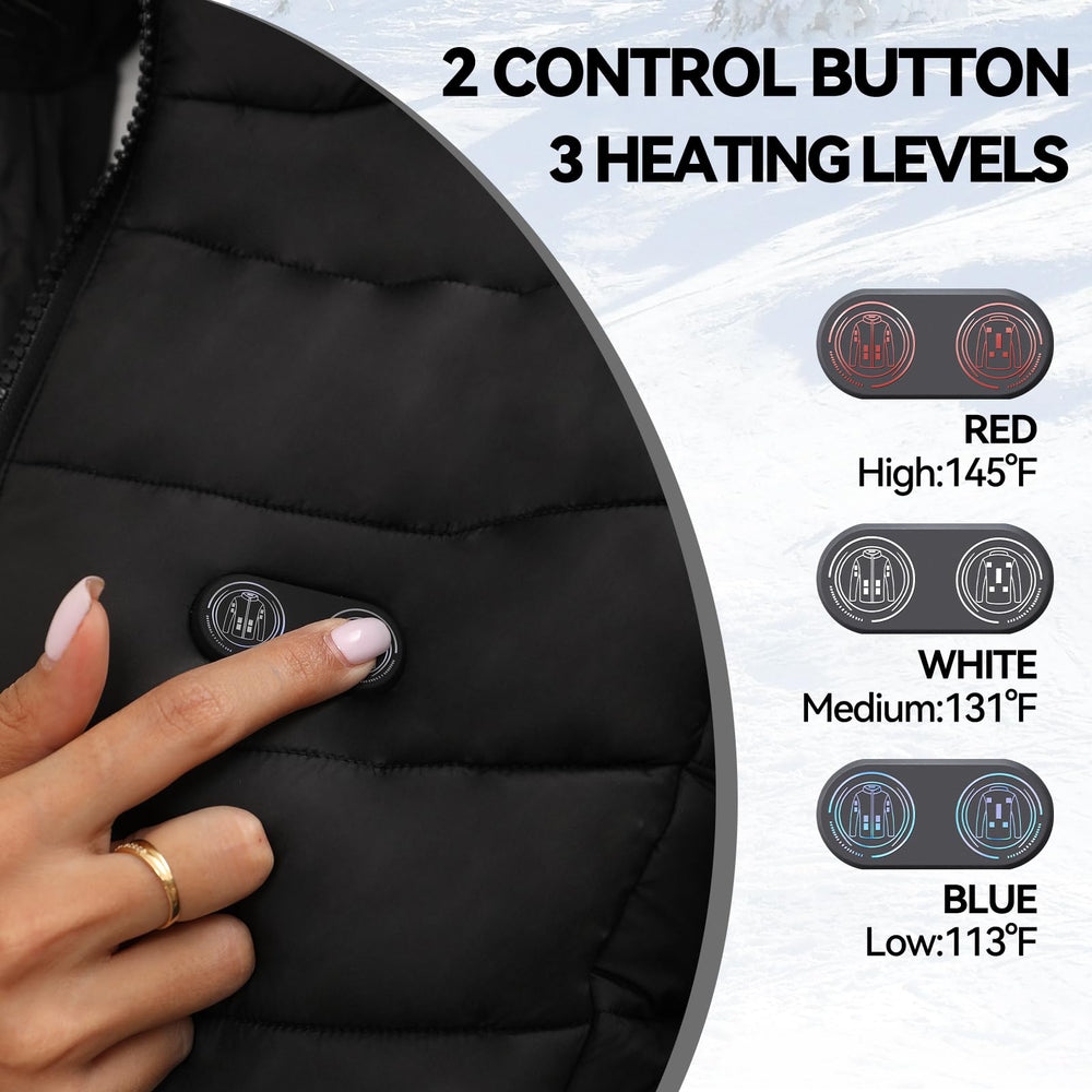 San Moolias heated vest side zipper offers flexible wear.