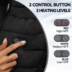 San Moolias heated vest side zipper offers flexible wear.