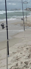Sand Spike sand-anchor footstep securing the holder in sand