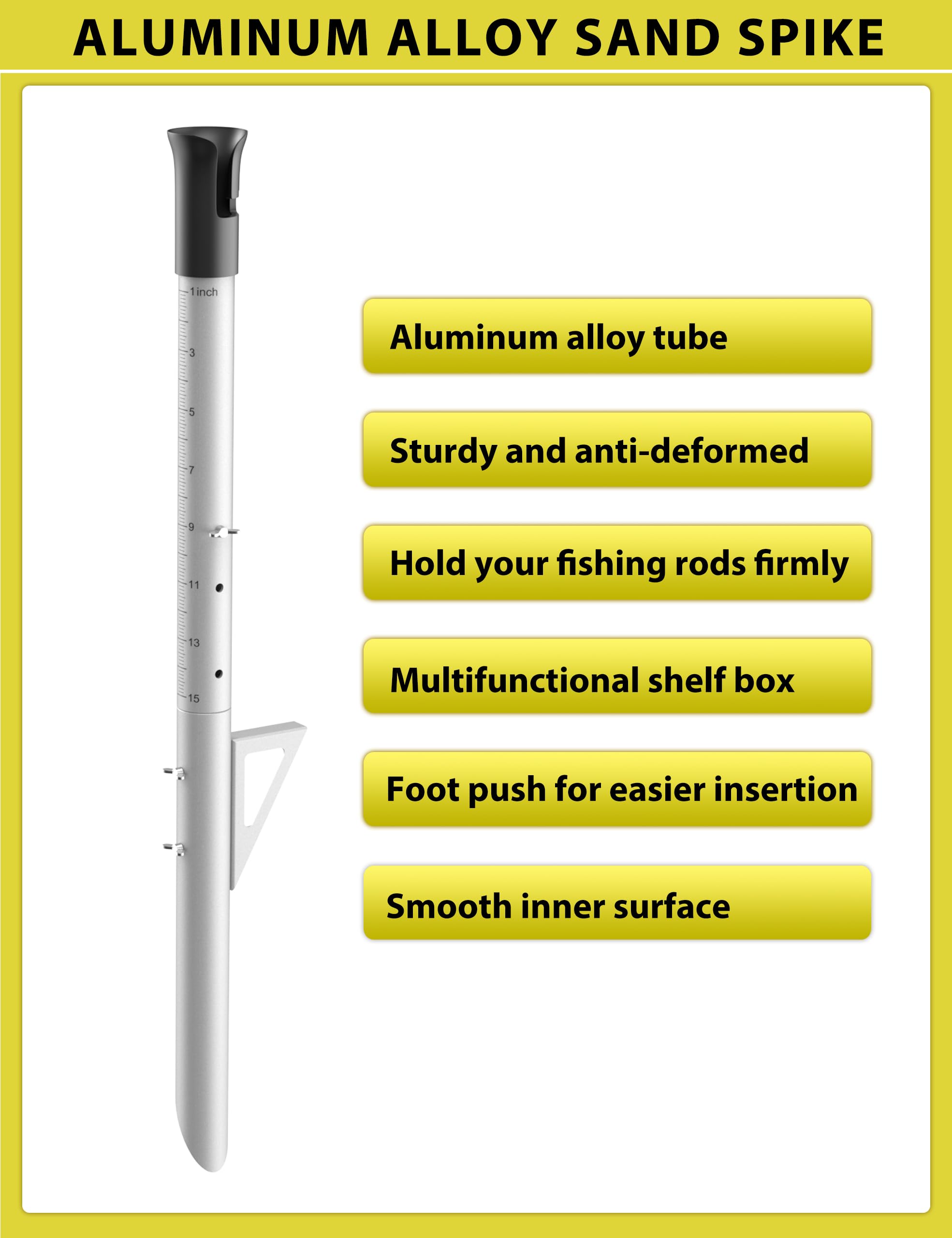 Etched measurement markings on sand spike tube