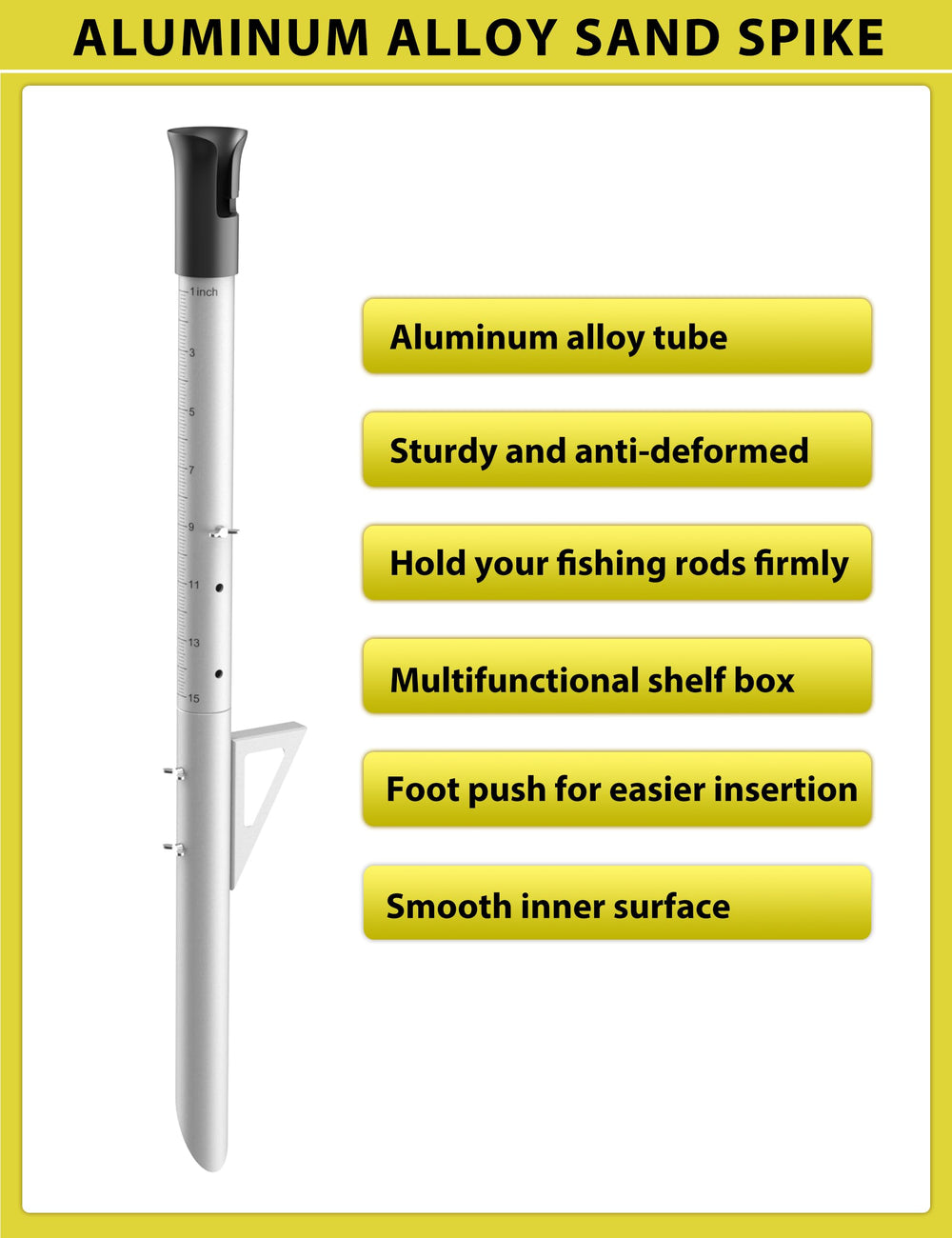 Etched measurement markings on sand spike tube