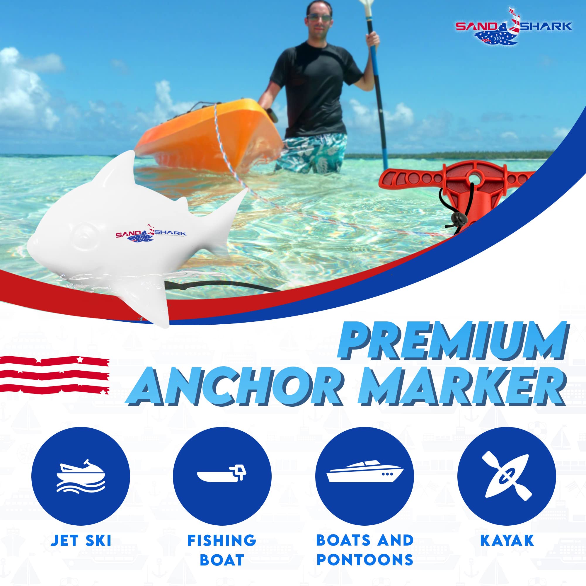 Anchor buoy used as a fishing marker buoy in calm water
