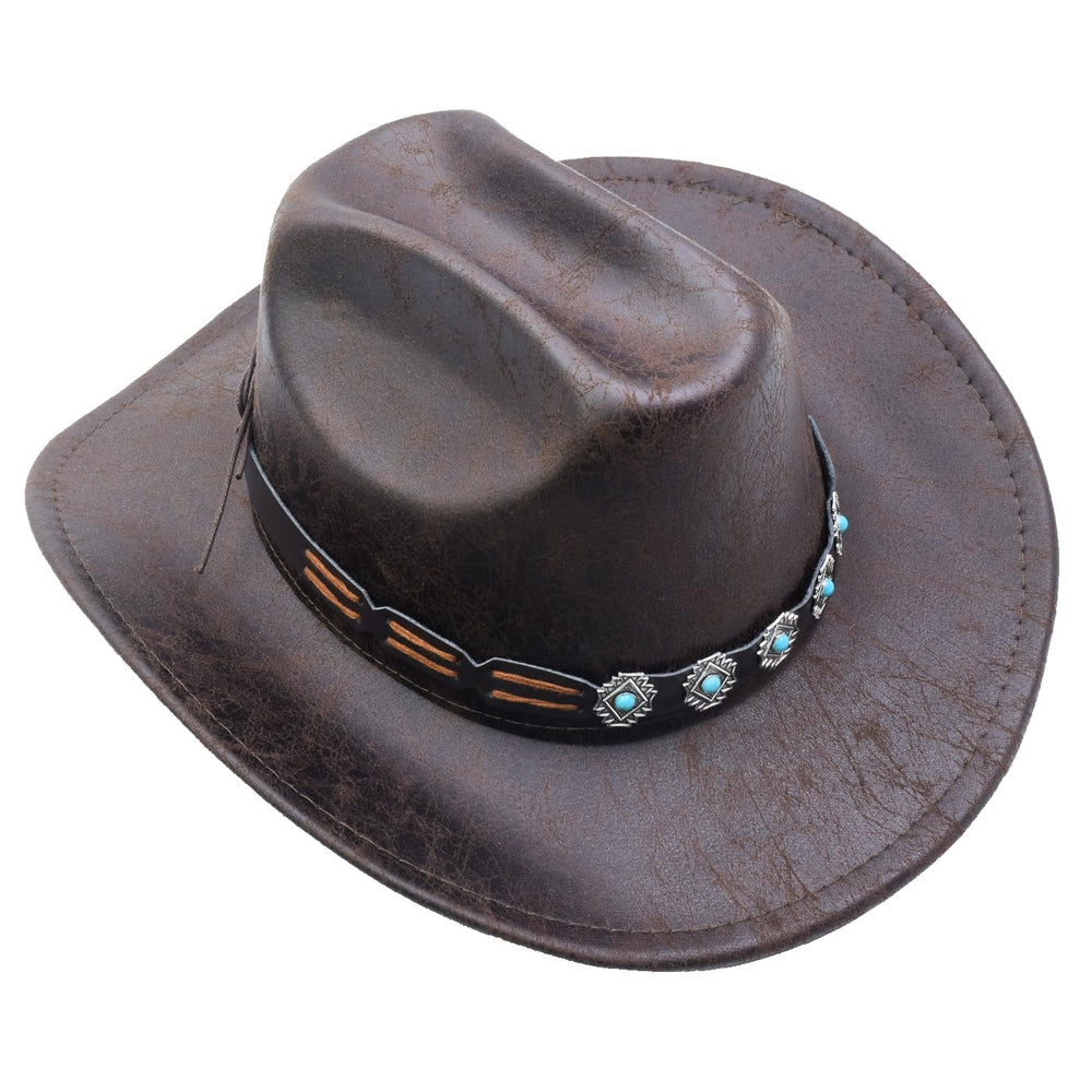 Brown Sandy Ting cowboy hat with wide brim and size-fitting design