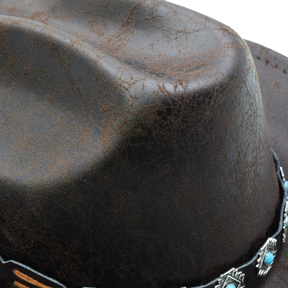 Product image of Sandy Ting faux leather cowboy hat with buckle belt detail