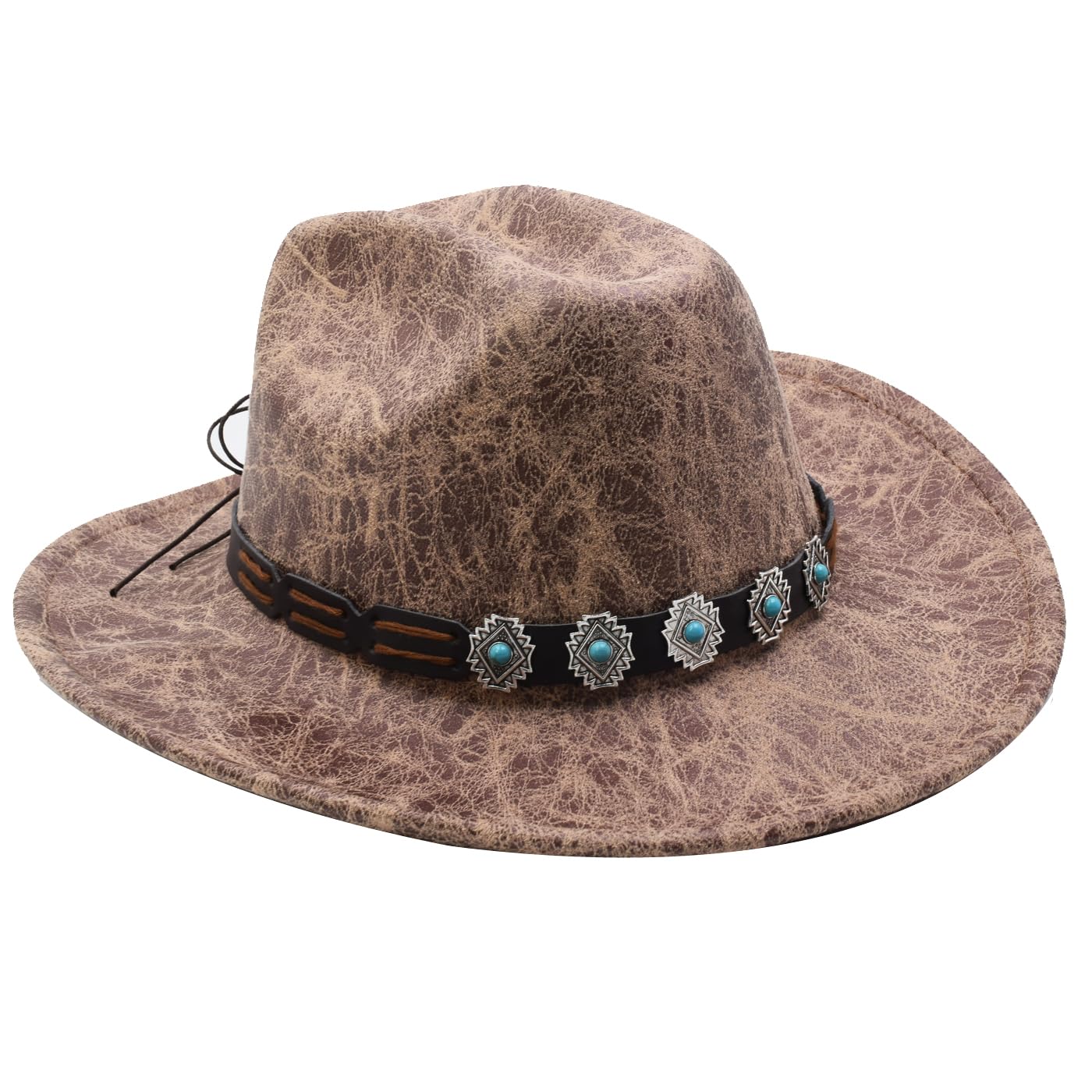 Back view of beige wide brim cowboy hat