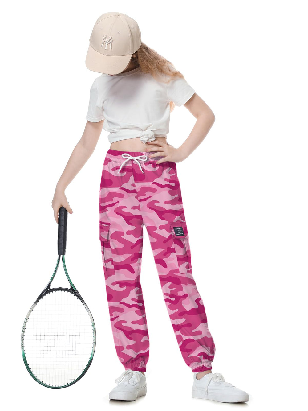 SANGTREE cargo pants side pocket highlight in pink camo for quick-access storage