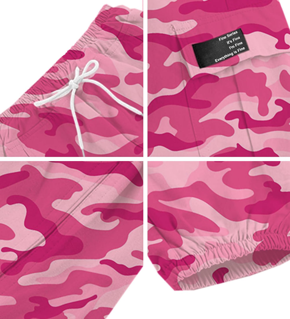 SANGTREE pink camo pants styled for casual outings and workouts