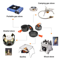 Sanheshun camping cooking set cups bundle for compact drinking on hikes