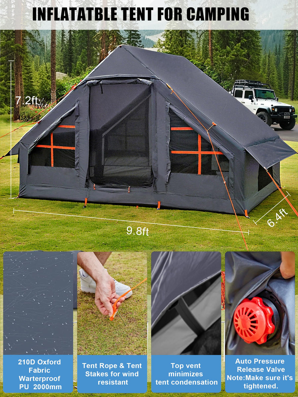 SANHOVO grey family camping scene shows the tent in use