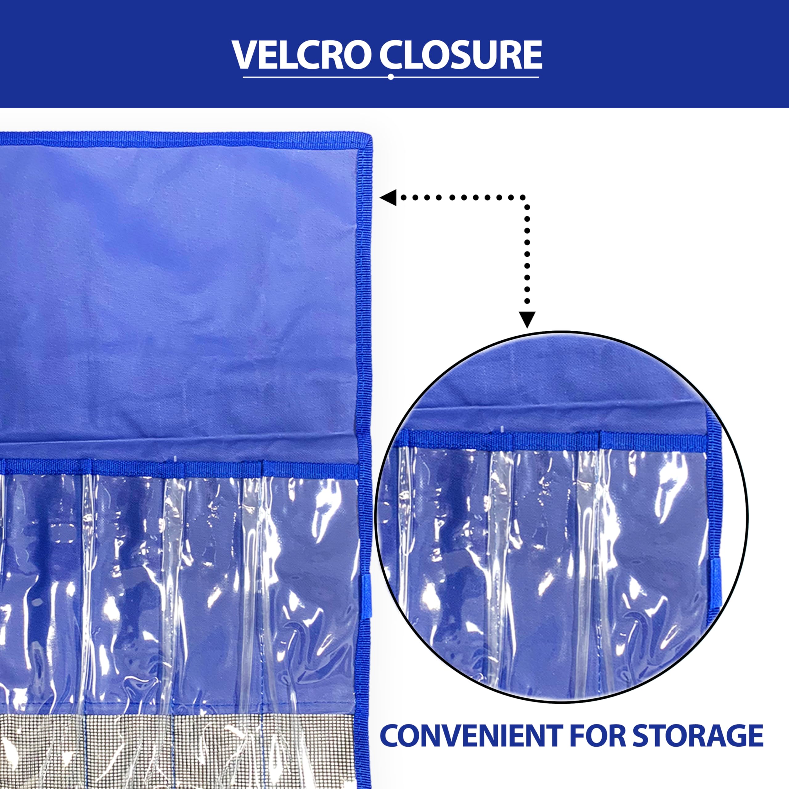 Sanhu 6-pocket lure bag blue vinyl and mesh close-up for durability
