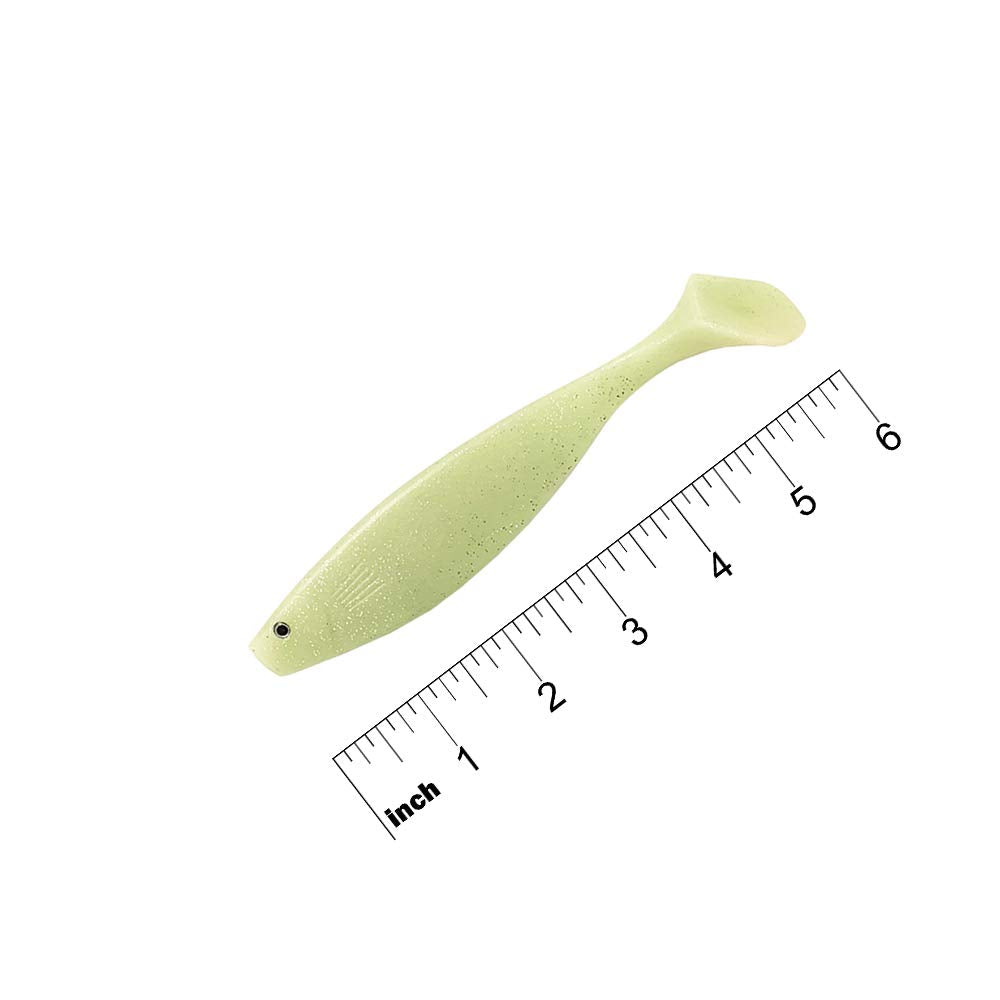 Sanhu 6-inch Shad Swimbait with paddle tail glow, ideal for bass and pike in fresh or saltwater