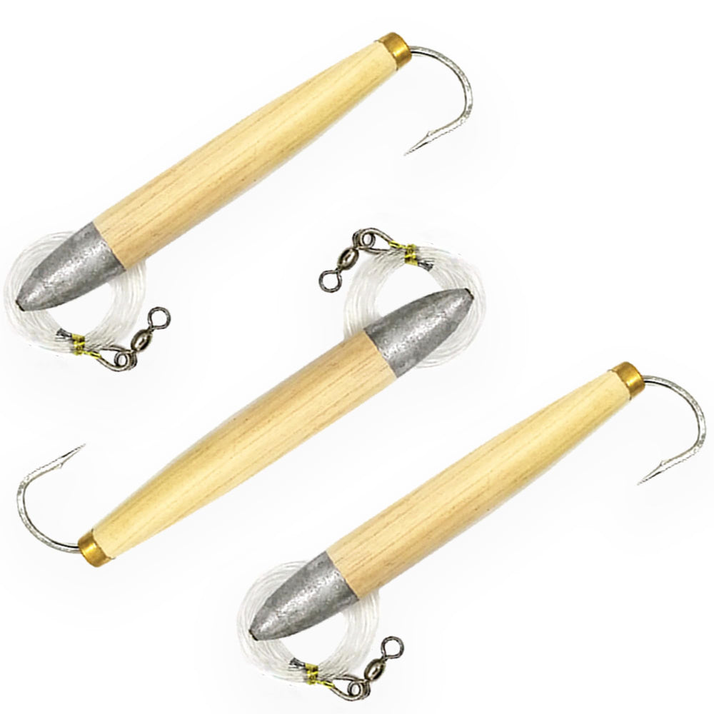 Sanhu 6-inch cedar plug side view, slim profile for versatile saltwater fishing.