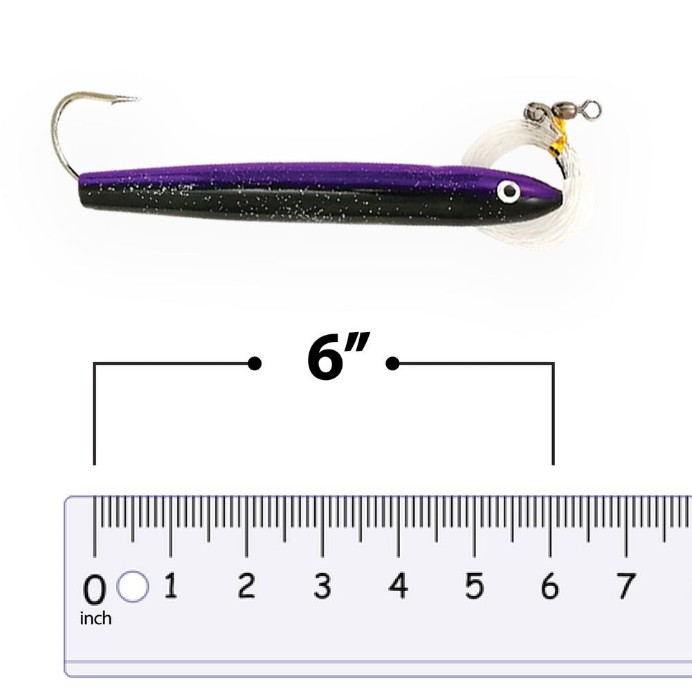 Sanhu 6-Inch Cedar Plug purple-flash; attracts multiple predators with a dynamic wobble.