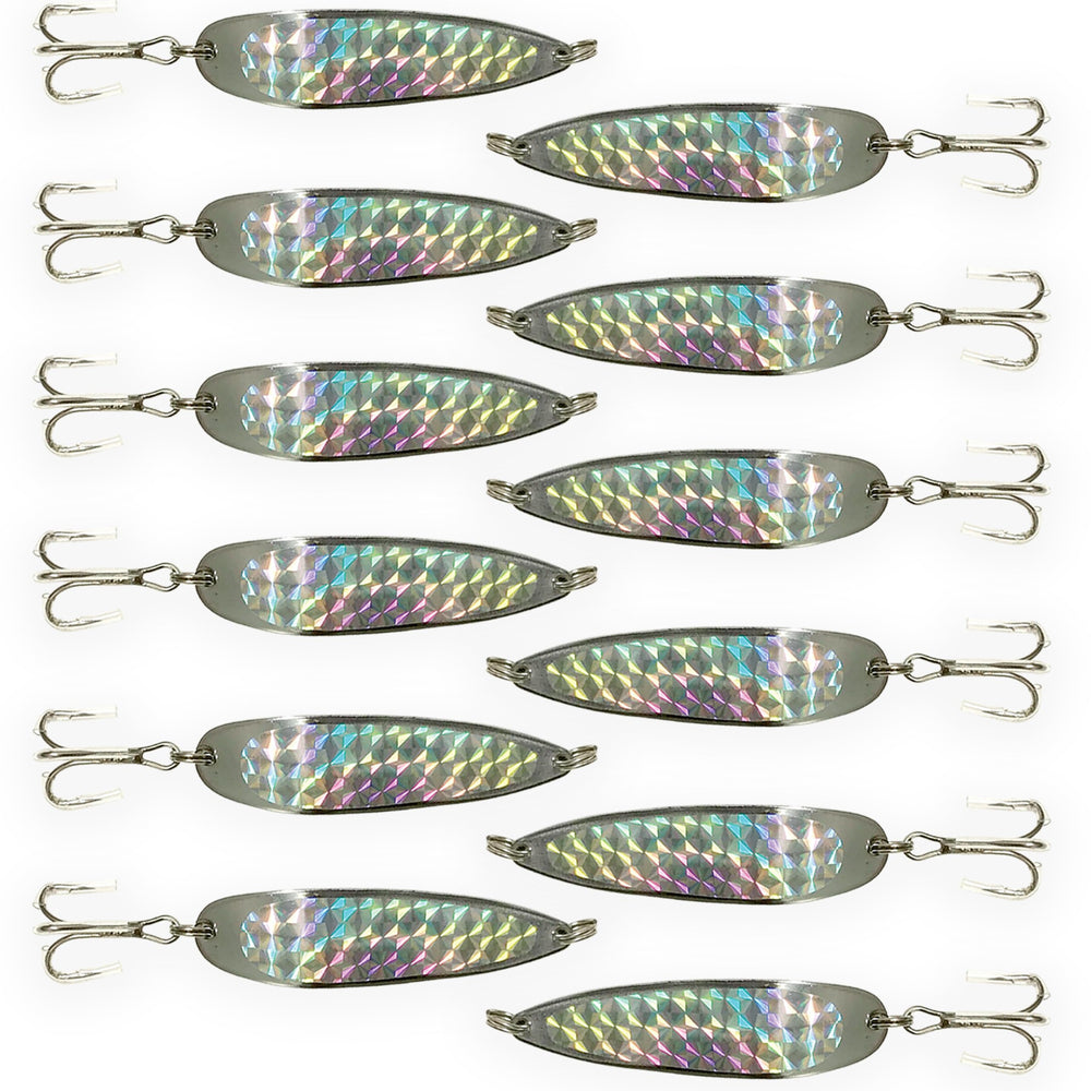 Sanhu Crocodile Spoon with 3X Mustad treble hooks ready for saltwater.
