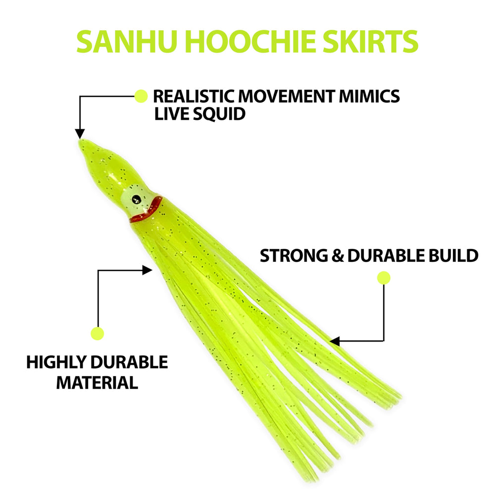 Sanhu Hoochie Skirts Yellow durable soft plastic withstands bites