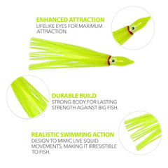 Sanhu Hoochie Skirts Yellow glow colors aid daytime and low-light fishing