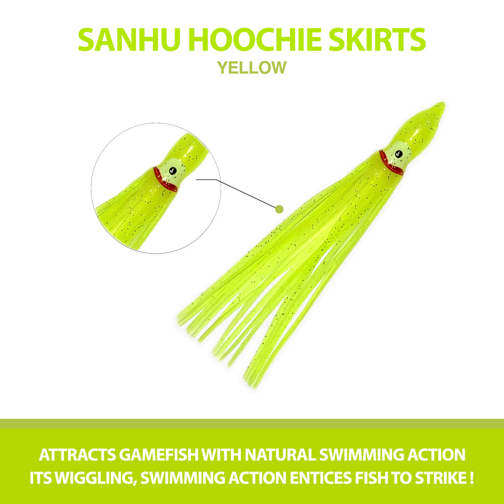 Sanhu Hoochie Skirts Yellow trolling and jigging versatility