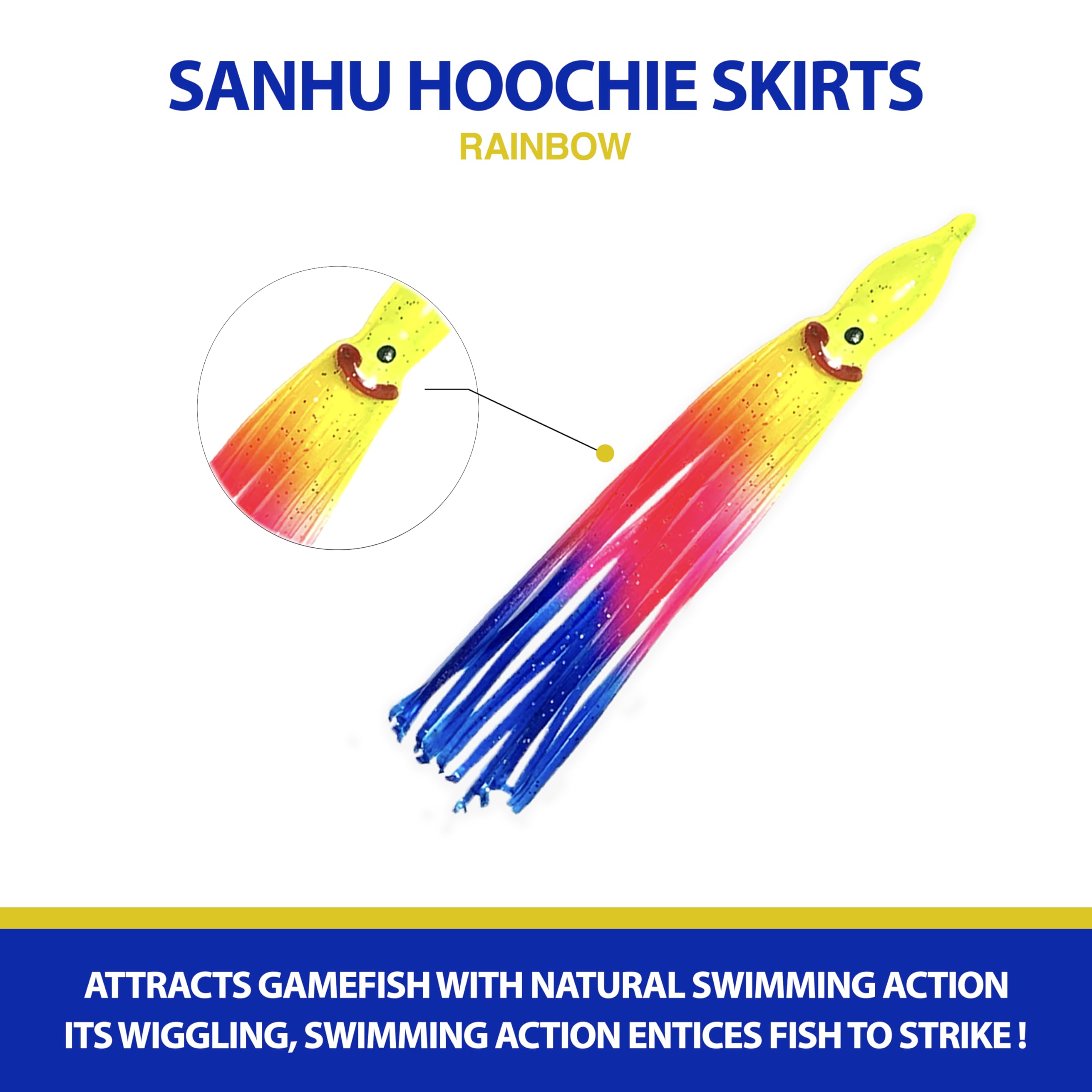 Sanhu Hoochie squid skirt durable materials withstand heavy bites during sessions