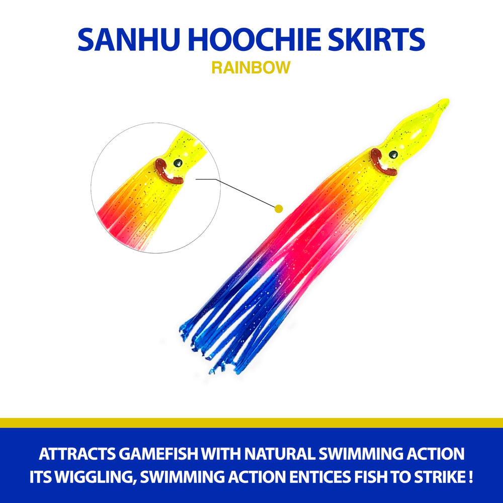 Sanhu Hoochie squid skirt durable materials withstand heavy bites during sessions