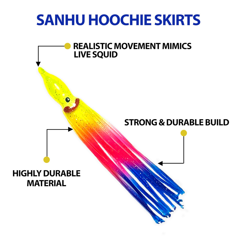 Sanhu Hoochie squid skirt octopus skirt detail enhances realistic movement