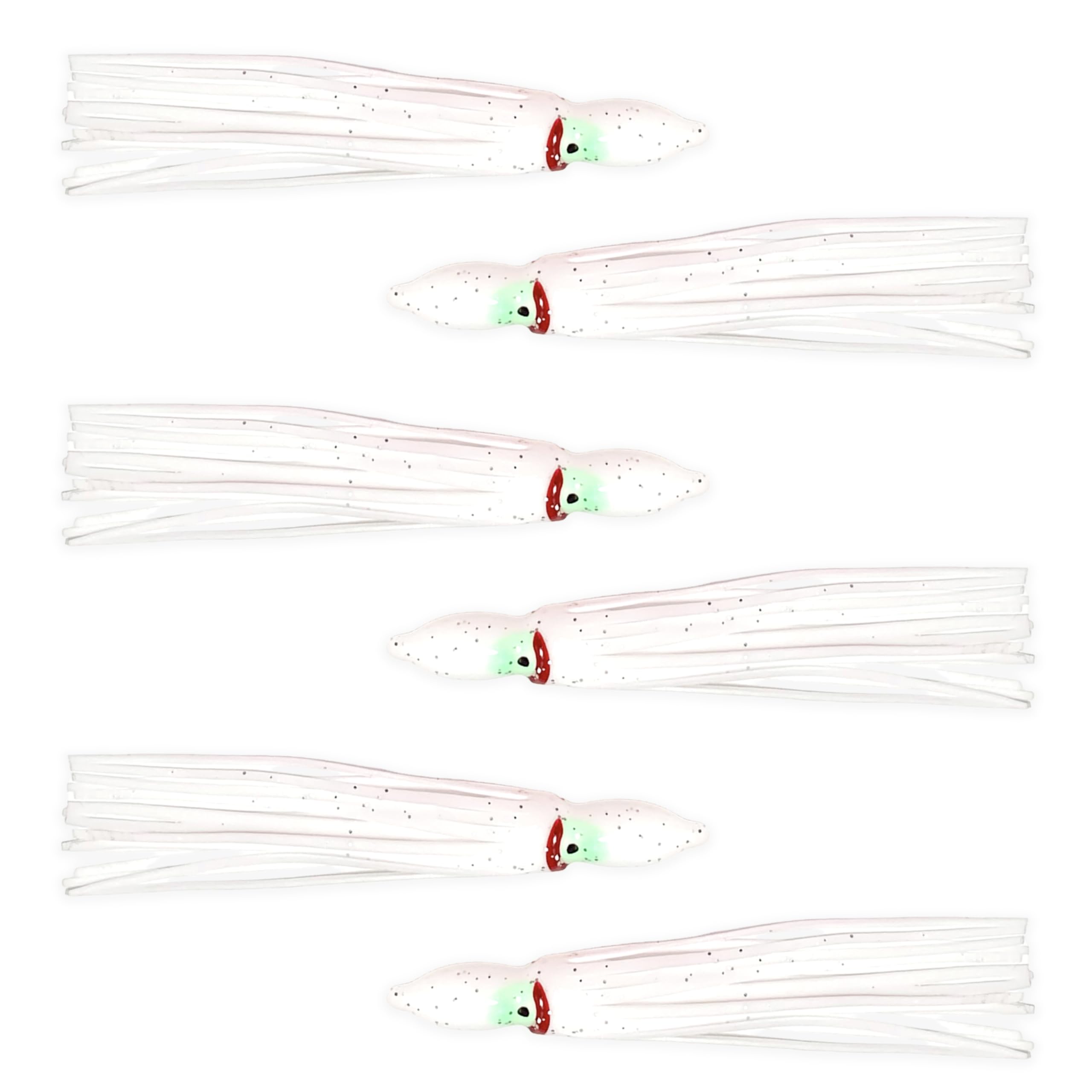 Sanhu Hoochie Squid Skirts 4.75 inch with 3D glow eyes attracts bites.