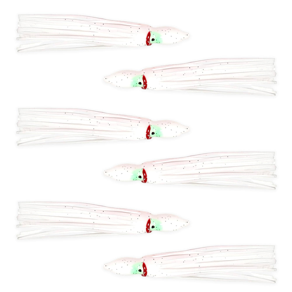 Sanhu Hoochie Squid Skirts 4.75 inch with 3D glow eyes attracts bites.