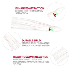 Sanhu Hoochie Squid Skirts 4.75 inch lifelike skin enhances action.