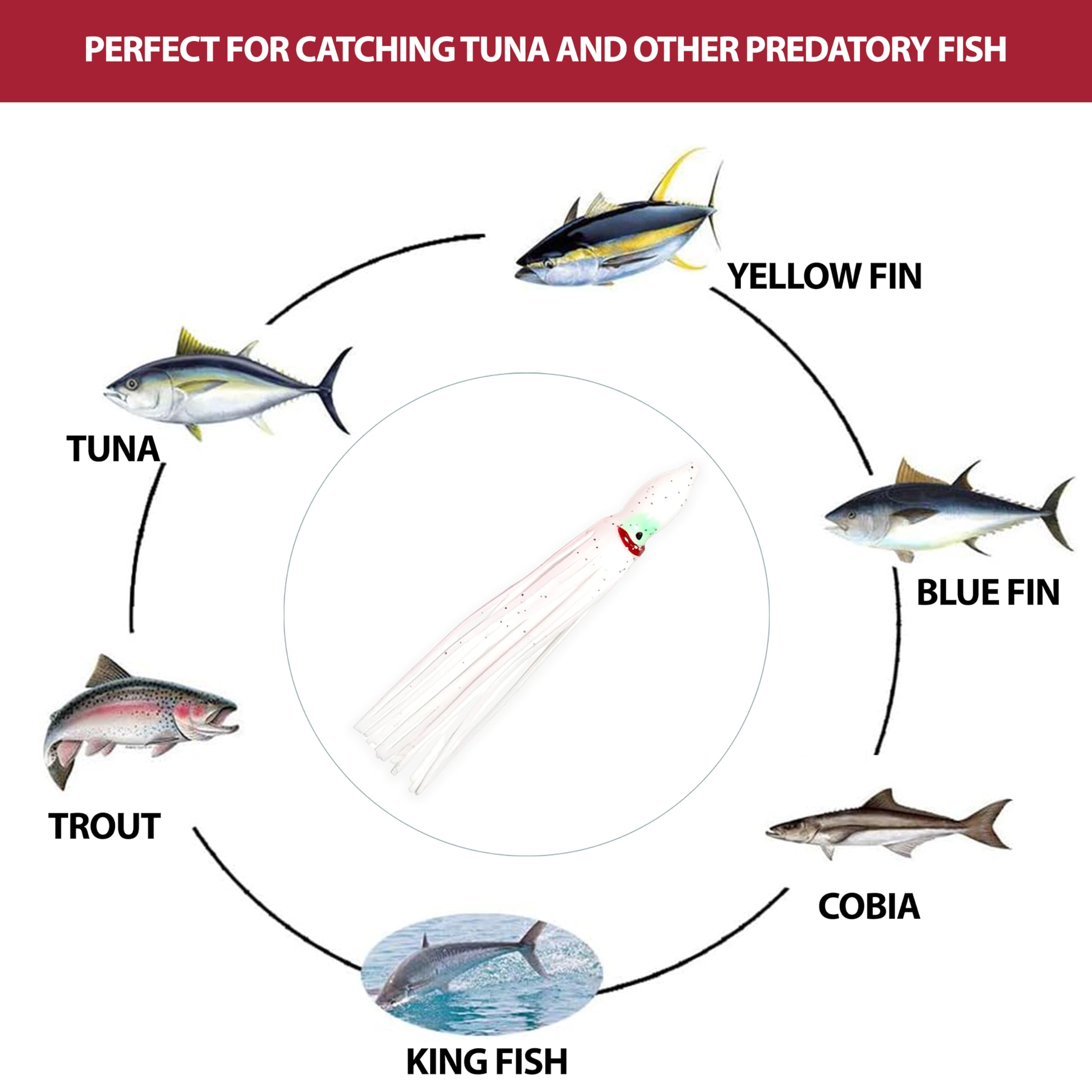 Sanhu Hoochie Squid Skirts 4.75 inch versatile for saltwater and freshwater.