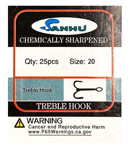 Sanhu Treble Hooks #20 gold, high-carbon steel for reliable panfish setups.